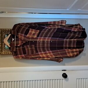 Cato Plaid Tunic in Burgundy and Tan